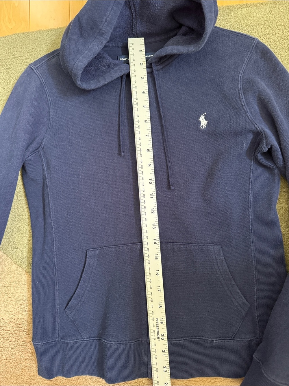 Ralph Lauren Navy Zip Hoodie with Embroidered Polo Logo - Picture 6 of 8